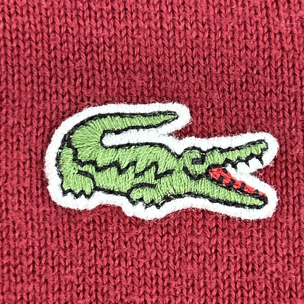 Lacoste Sweater Men's 7 (US 2XL) Maroon Long Sleeve V-Neck Pullover 100% Cotton - Picture 2 of 10